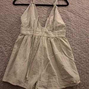 Light green plunge neck romper